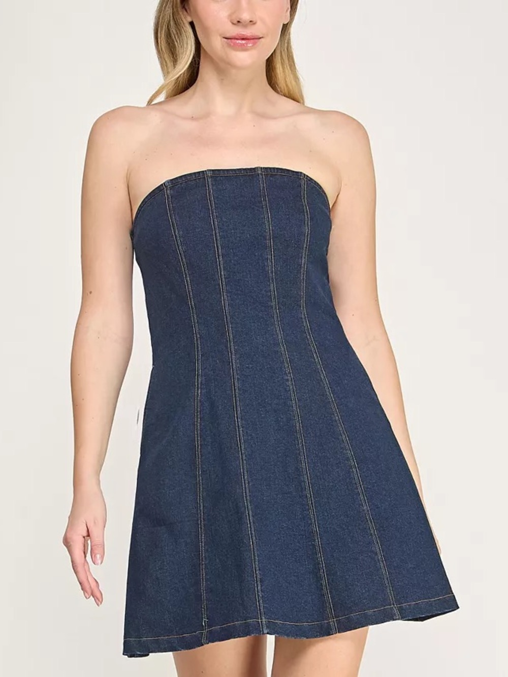 Rare Juniors Denim Strapless Mini Dress